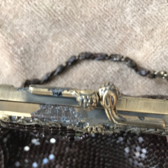 Brown Mesh Clutch with Metal Frame - Picture 5 of 5